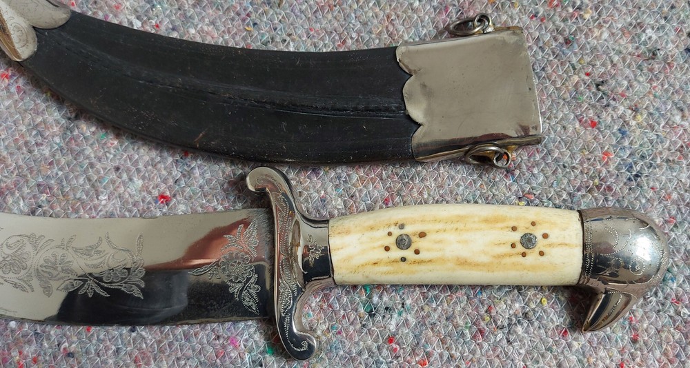 Vintage Indian Dagger Bone Grip Bird Head Pommel