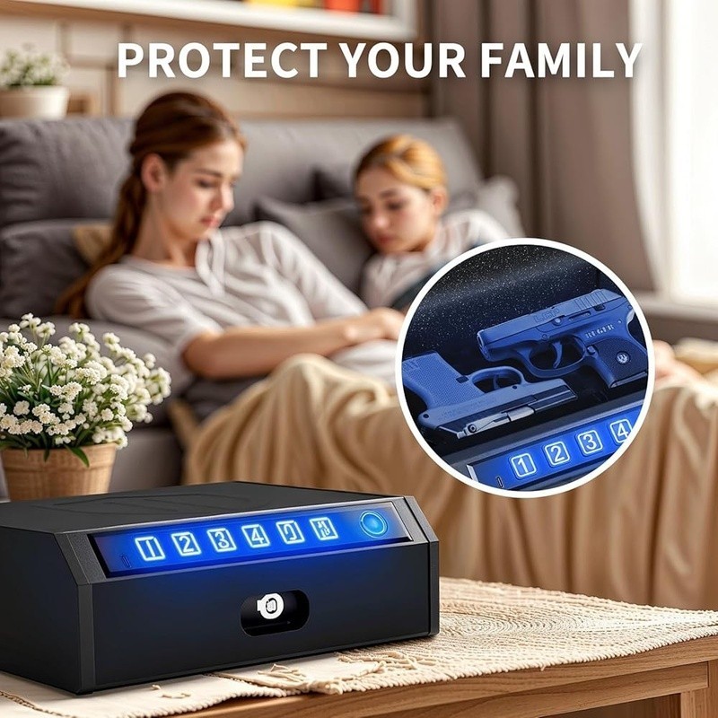 Biometric Gun Safe Portable Quick Access Lock Fingerprint Security Case Compact