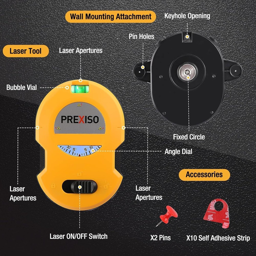 Horizontal & Vertical Laser Level 30Ft with LED and Bubble Vials for DIY Tasks