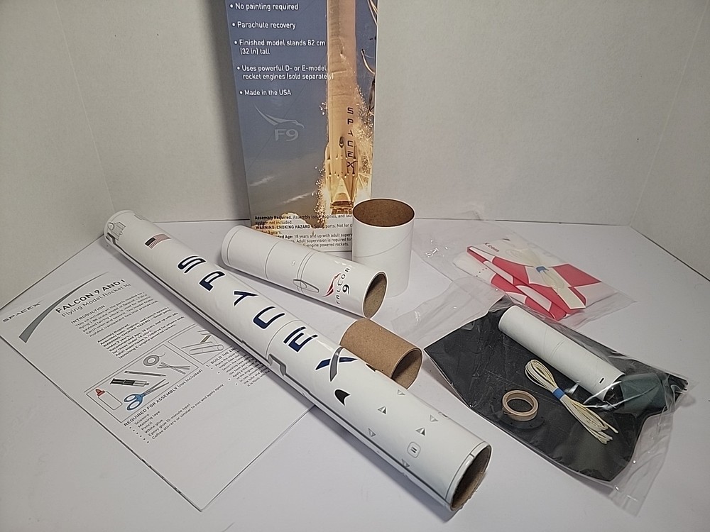 SpaceX Falcon 9 and Fairing Model Rocket Kit. Please Read Description Incomplete