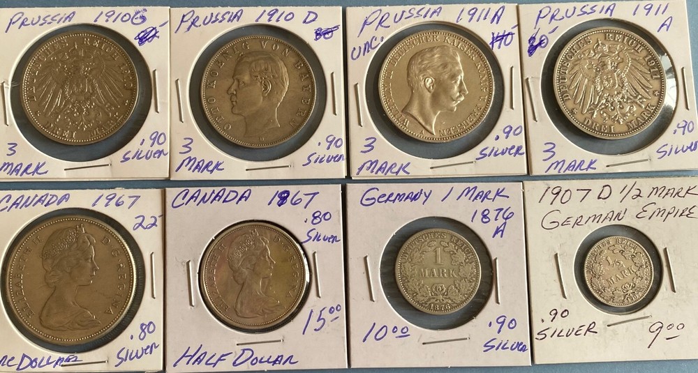 8 World Silver Coins