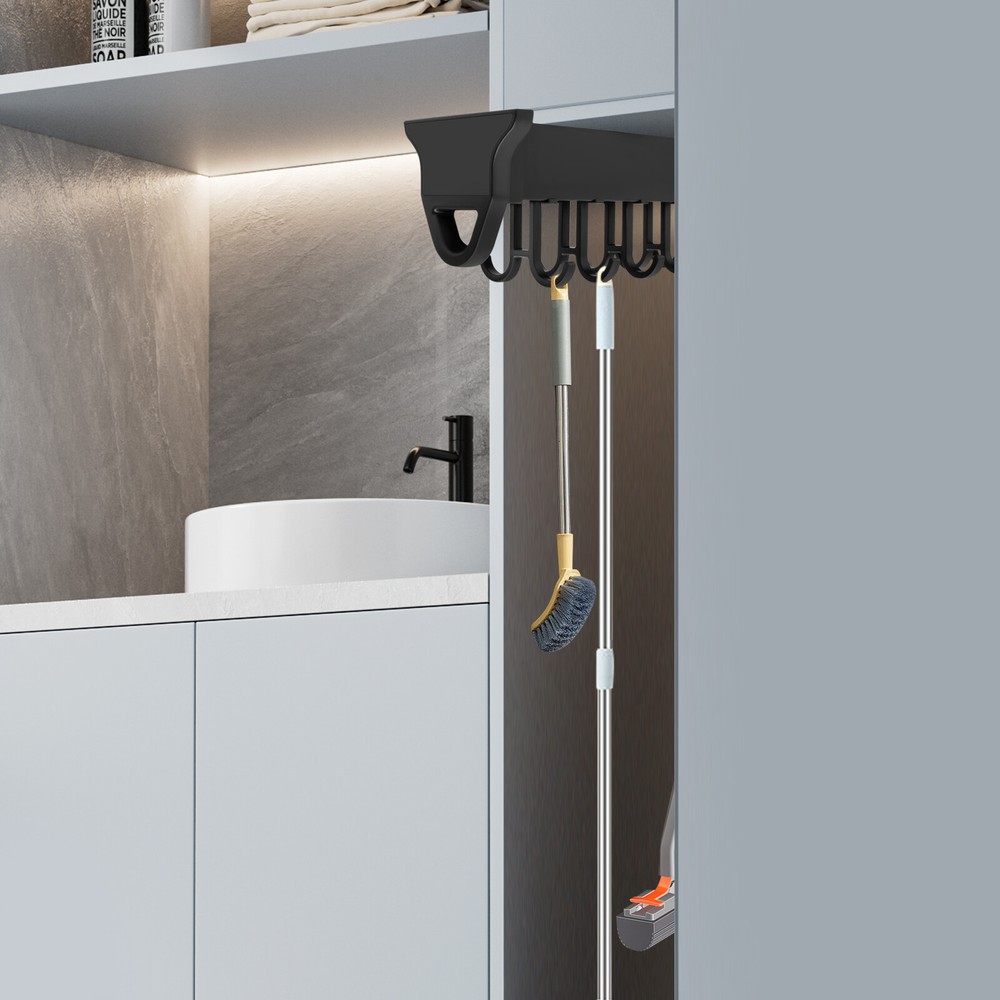 Pull-out Storage Rack Multifunctional Kitchen Organizer Hanging Pot Rack Black