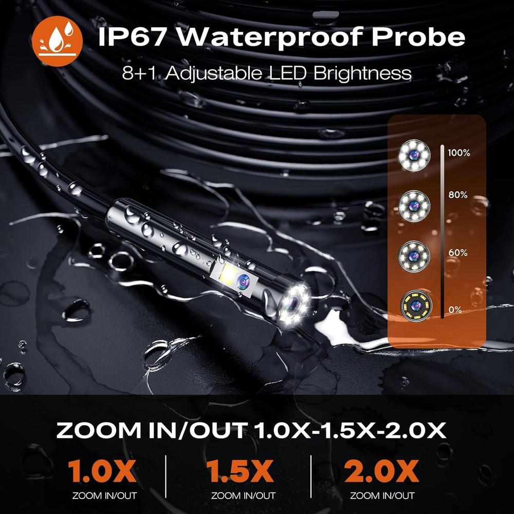 Borescope Dual Lens Endoscope Camera with Light, 4