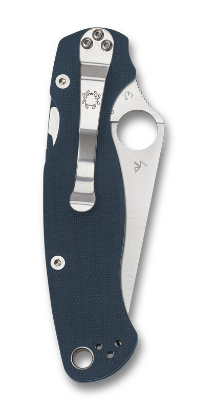 Spyderco Paramilitary 2 Knife C81GPCBL2 Plain Edge CPM SPY27 Blade Blue G-10