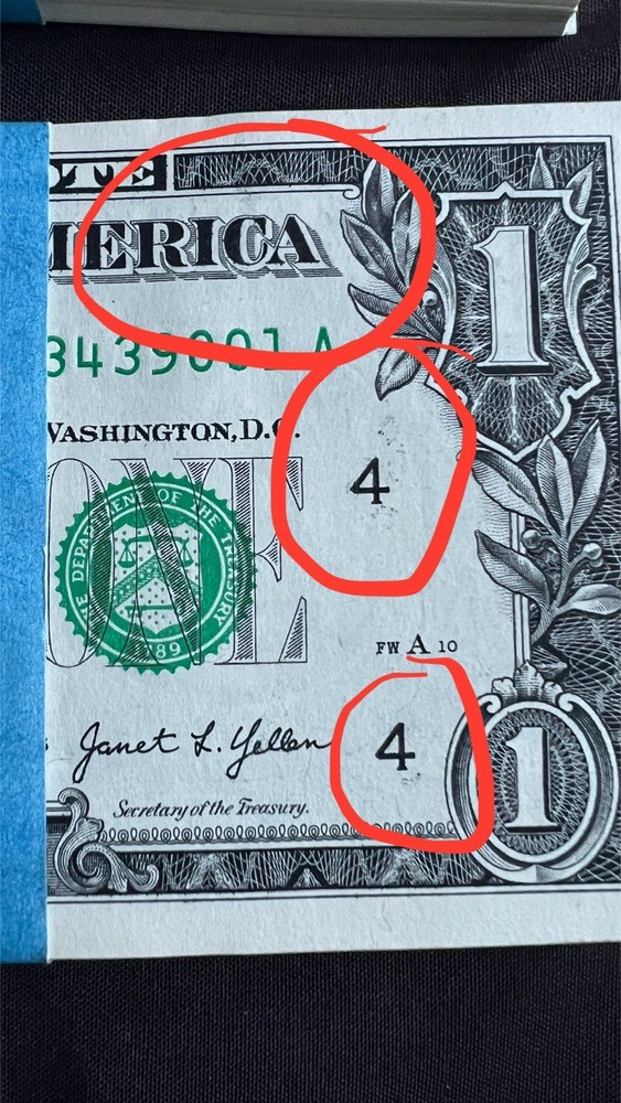 Rare Uncirculated Sequential $1 Bills w/ Multiple Printing Errors - 1 each
