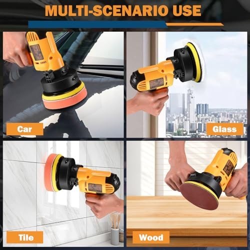 Variable Speed Random Orbital Buffer Polisher 110V 600W - 16pc Professional Kit