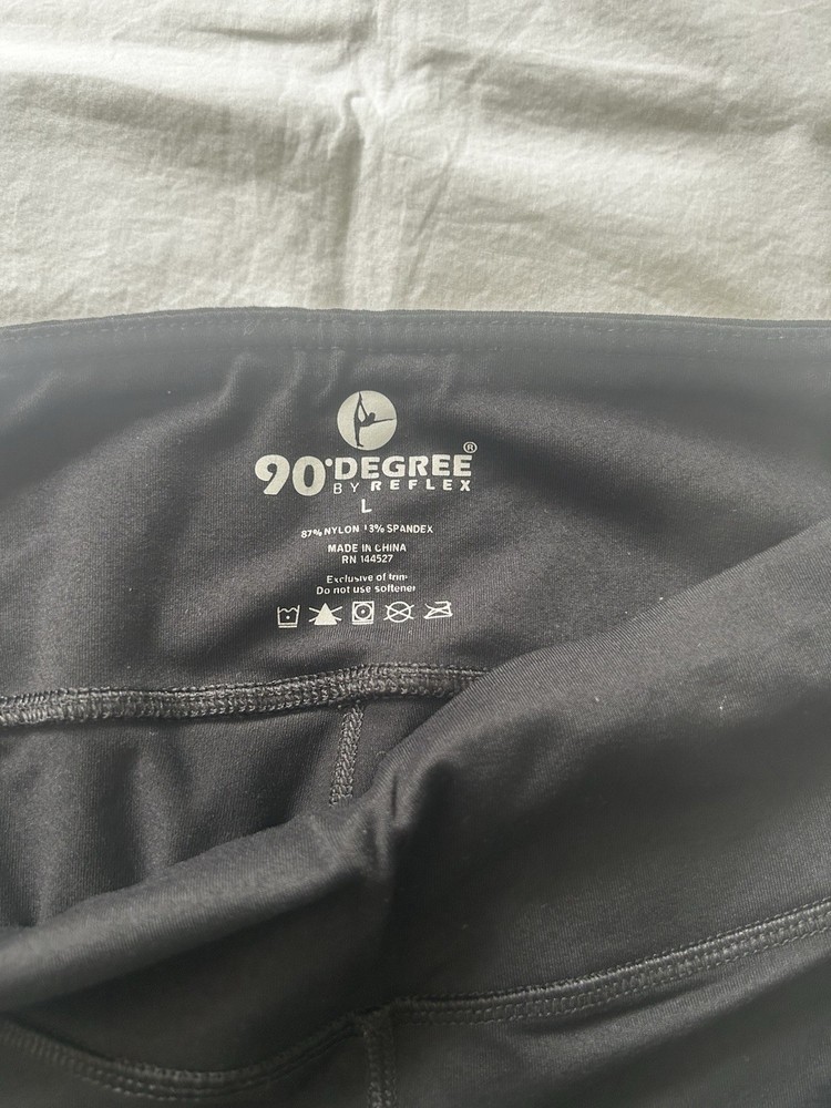 90 Degree By Reflex Leggings Size Large Black Front Inside Pocket Pull On