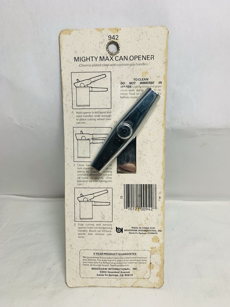 NOS Fairgrove Mighty Max Can Opener Black Handle