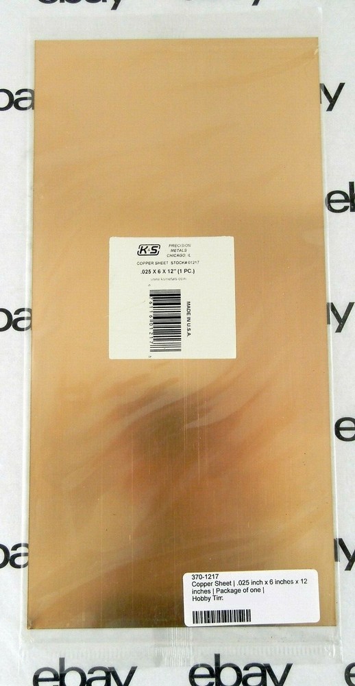 Copper Sheet .025 x 6 x 12" (1 pc) - K&S Engineering #1217
