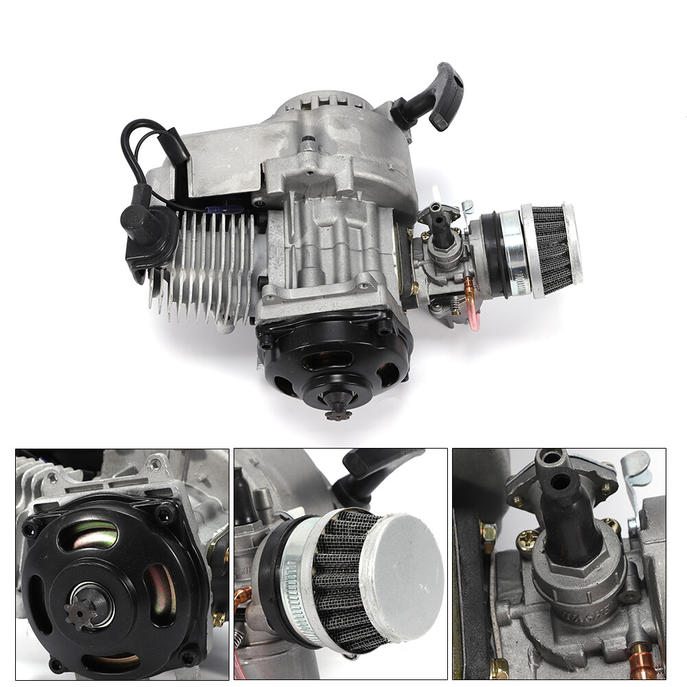 Mini Moto Engine Motor Complete Unit Pull Start for 49CC 2 Stroke Pocket Bike