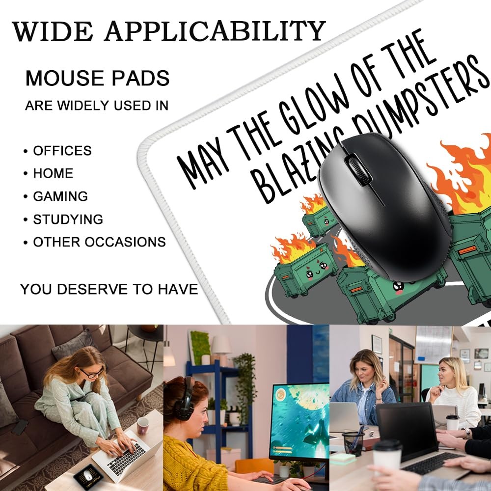Funny Dumpster Fire Rectangular Mouse Pad, Funny Office Gift for Coworkers