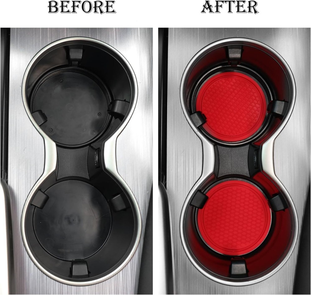 Car Cup Coaster, 4PCS Universal Cup Holders Embedded in Ornaments Coaster, Red