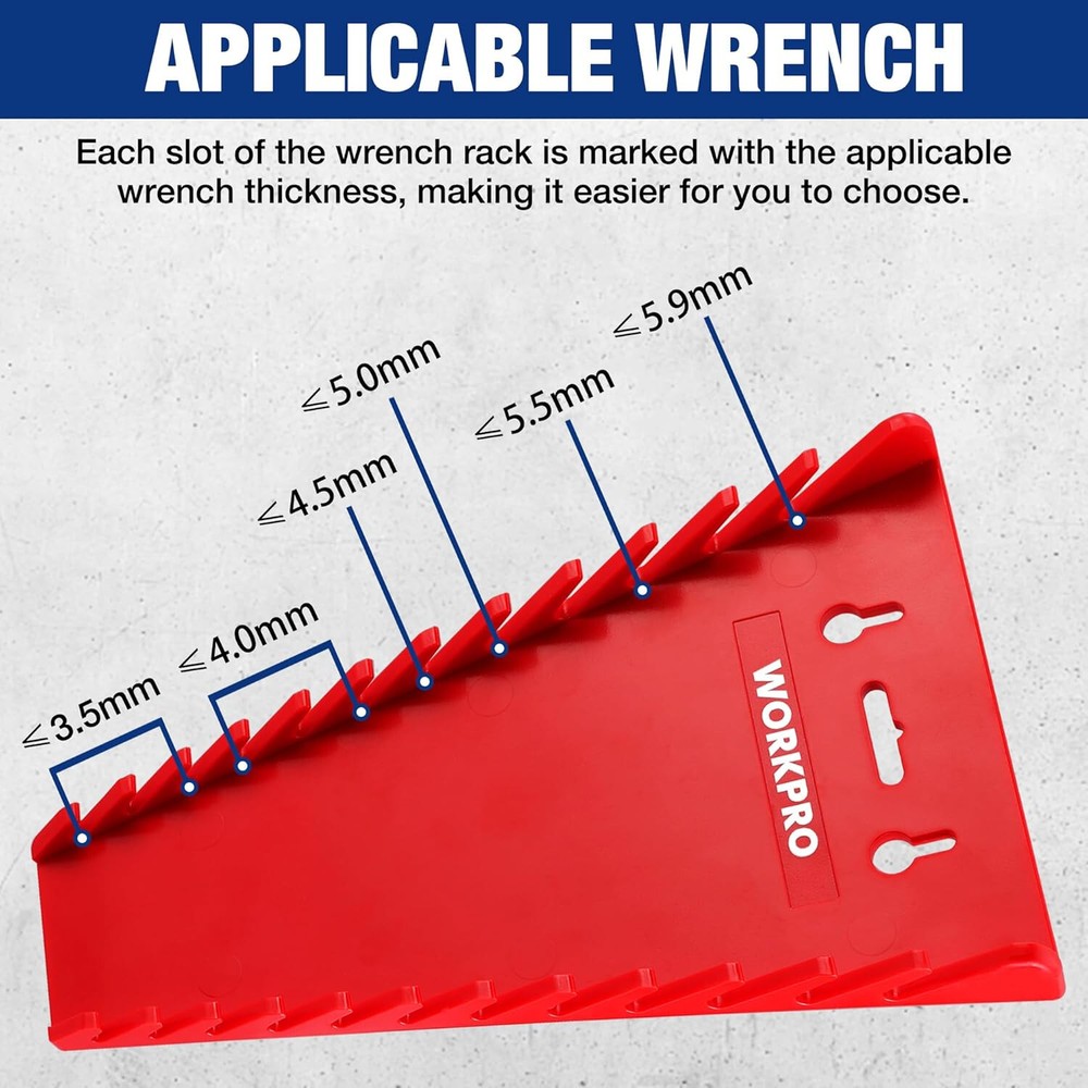 WORKPRO 2-Pack Magnetic Wrench Organizer, 12-Piece Wrench Holder Set