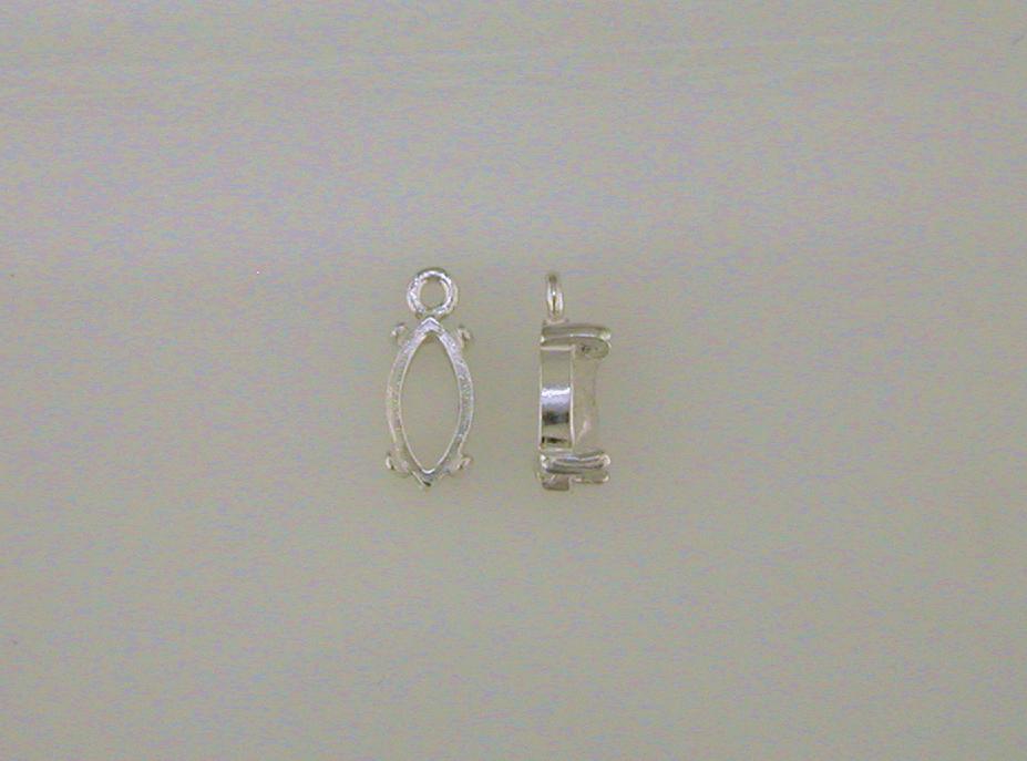 Marquise 4 Prong Cabochon Dangle Setting Sterling Silver