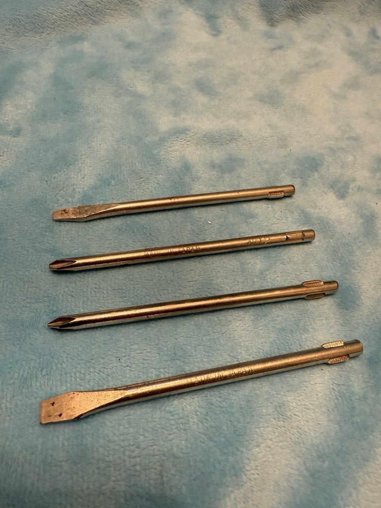 Vintage Flashlight Screwdriver Combination Screwdriver Bits & Case Sunrise Japan