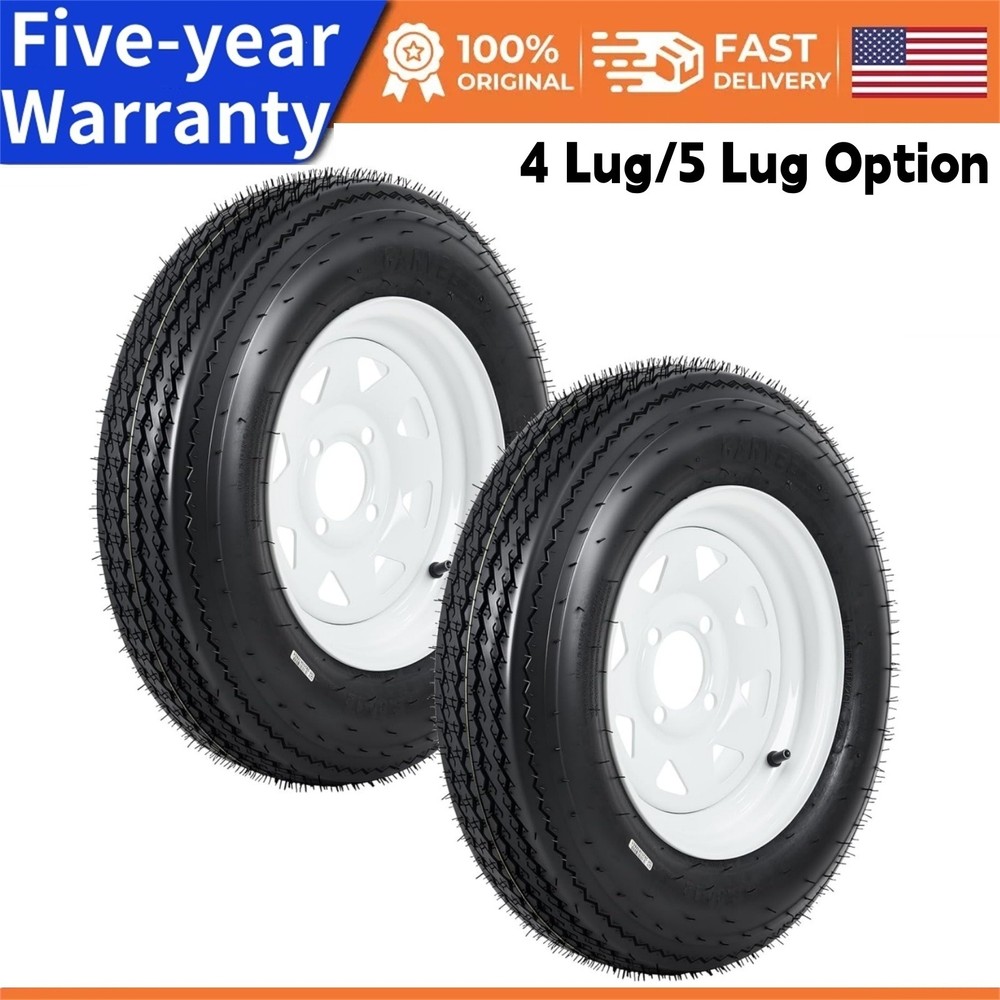 5.30-12 530-12 530X12 Trailer Tire and Wheel Assembly White Modular Wheel 6PR