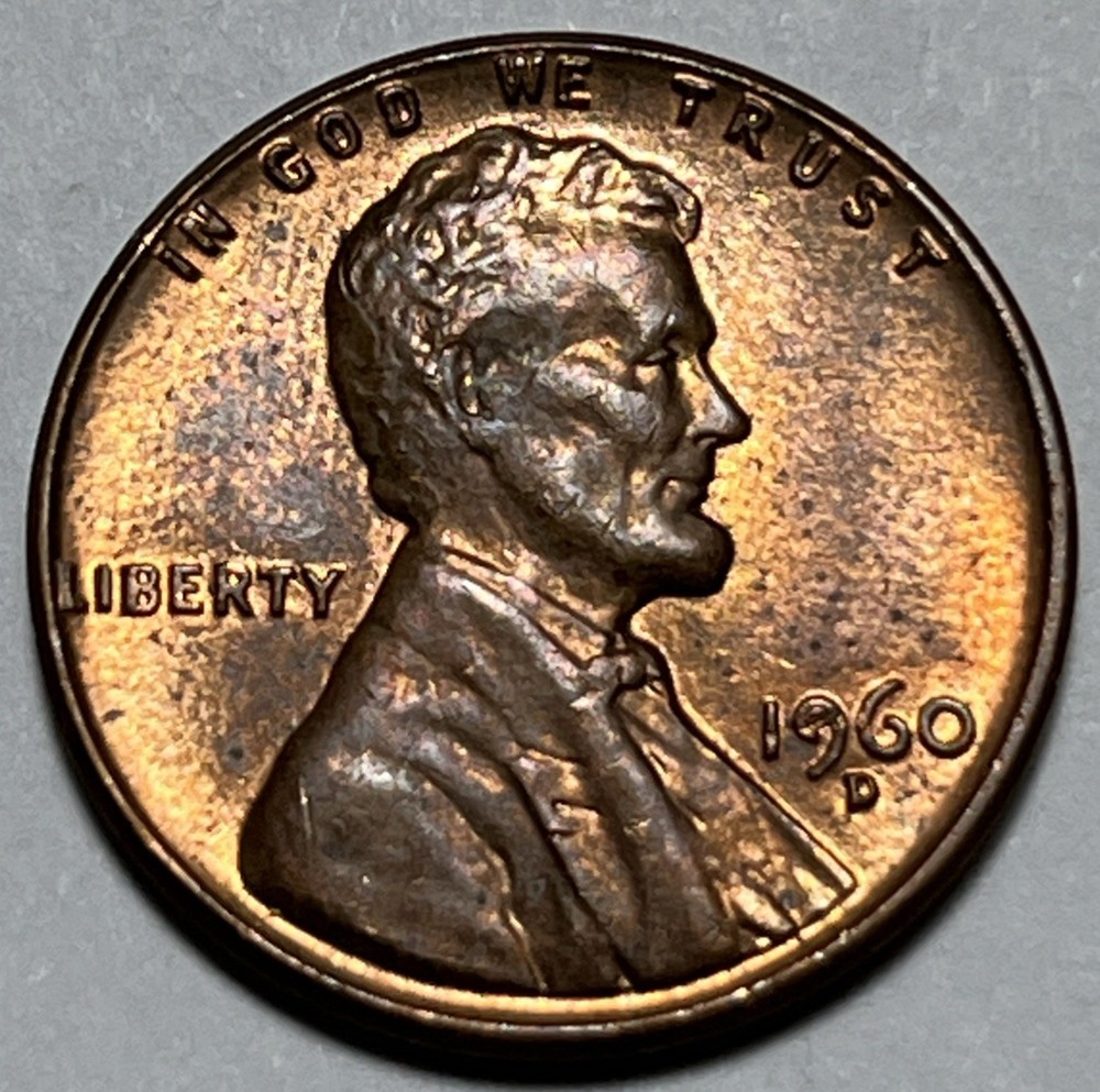 1960 D Lincoln Penny Error Die Chip Date Error & L On Rim