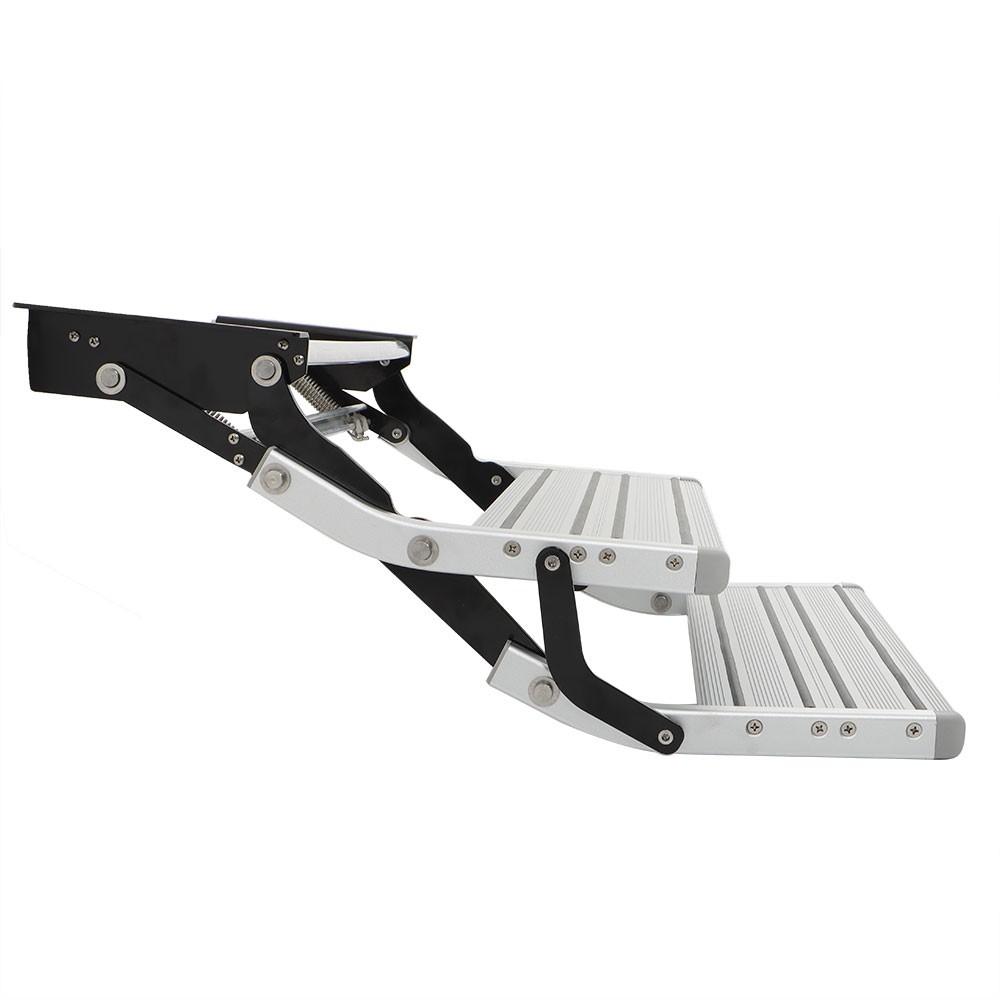 Labwork Aluminum 2 Step Pull Out Retractable 21.65''W Steps Stair Anti-Slip