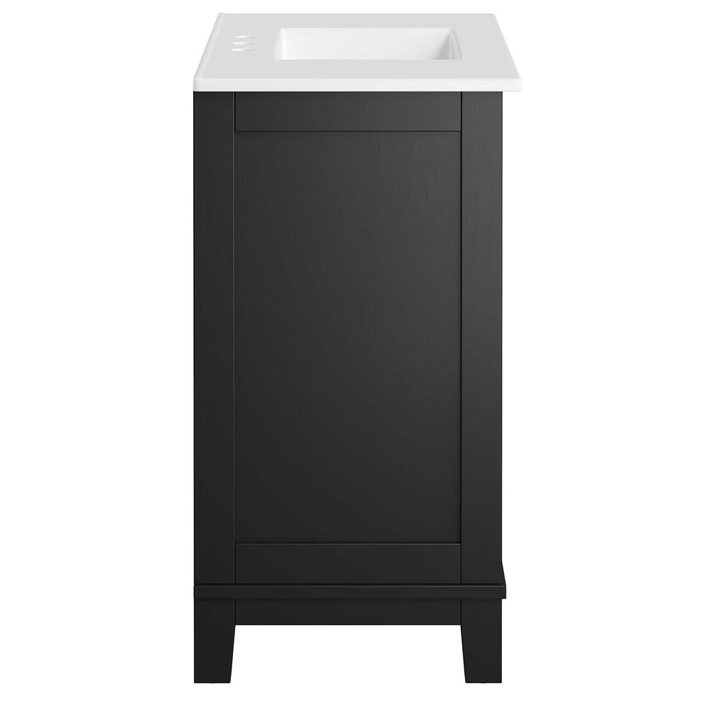 Modway Dixie 36” Solid Wood Bathroom Vanity Cabinet in Black White