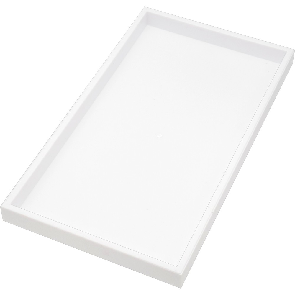 2 White Plastic Stackable Jewelry Display Trays w/ Black 36 Gem Jar Inserts