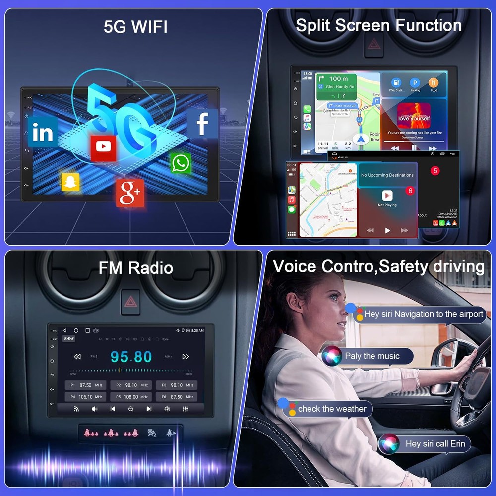 E150 E250 E350 1998-2008 7" Car Stereo Wireless CarPlay Android Auto