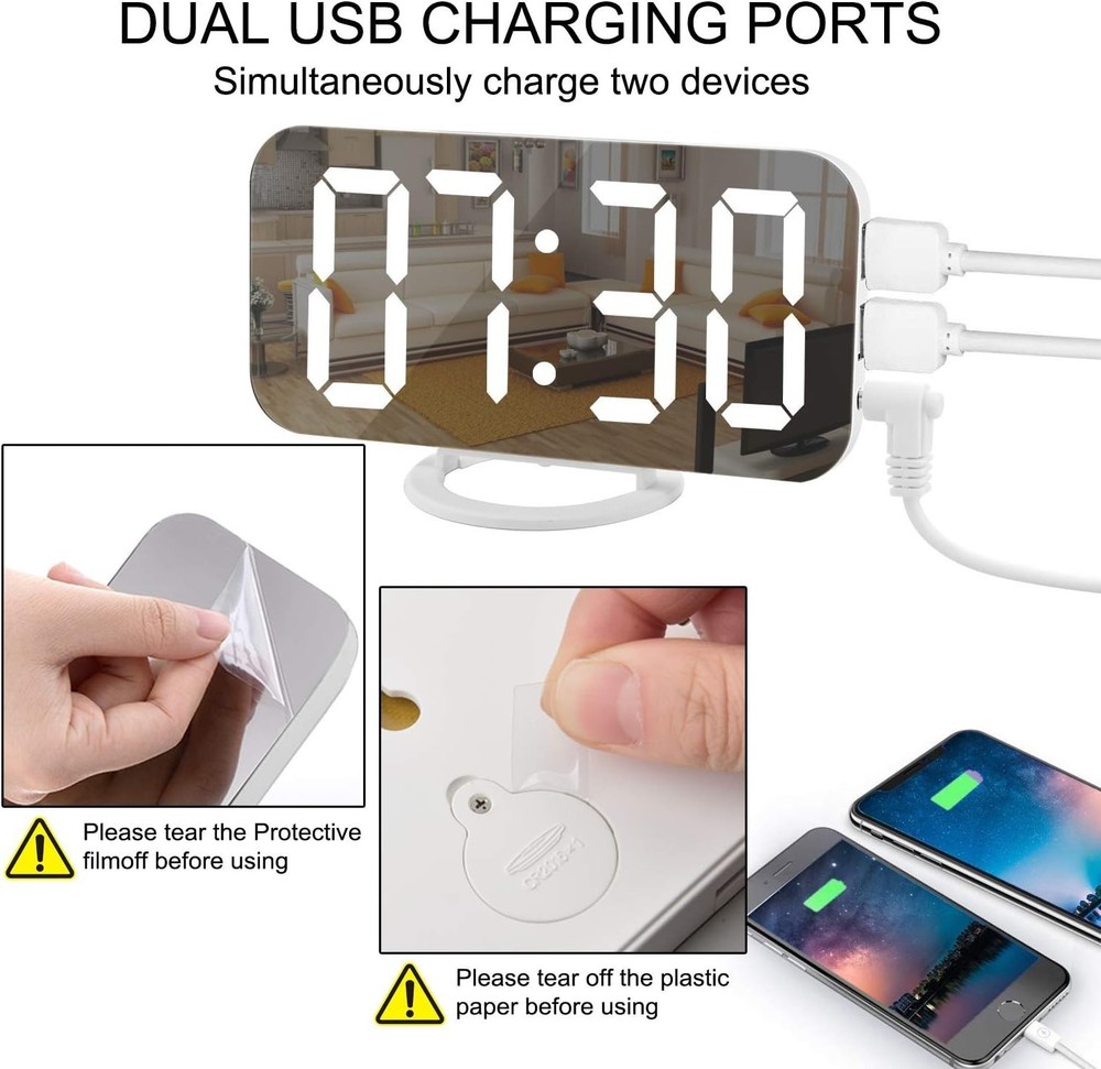 Digital Clock Large Display White