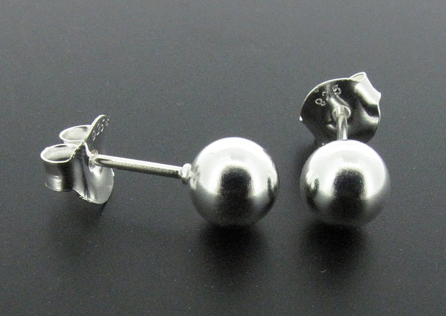 Silver 6 mm ball stud earrings
