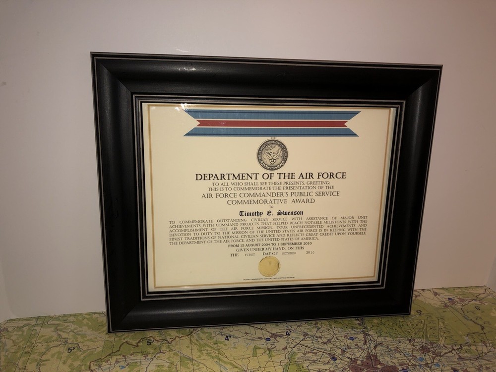 USAF COMMANDER'S PUBLIC SERVICE COMMEMORATIVE AWARD CERTIFICATE Type-1