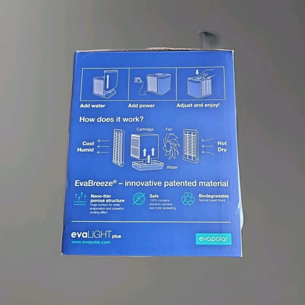 Used Open Box evaLight Plus EV-1500 Personal Air Cooler 10W Crystal White