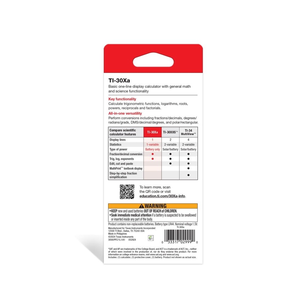Texas Instruments TI-30xa scientific calculator