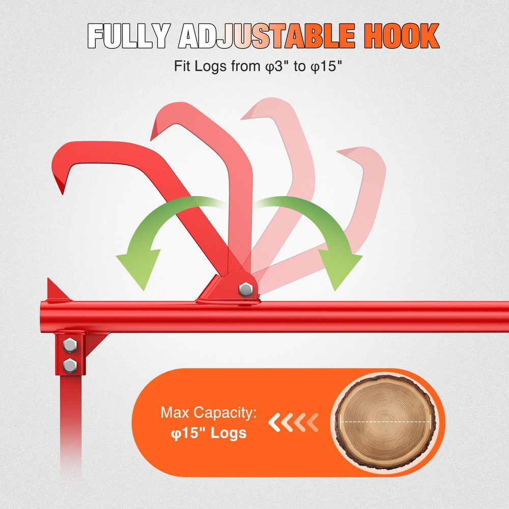 51" Cant Hook for Log Roller Logging Tools with Adjustable Steel Cant Hooks Rubb