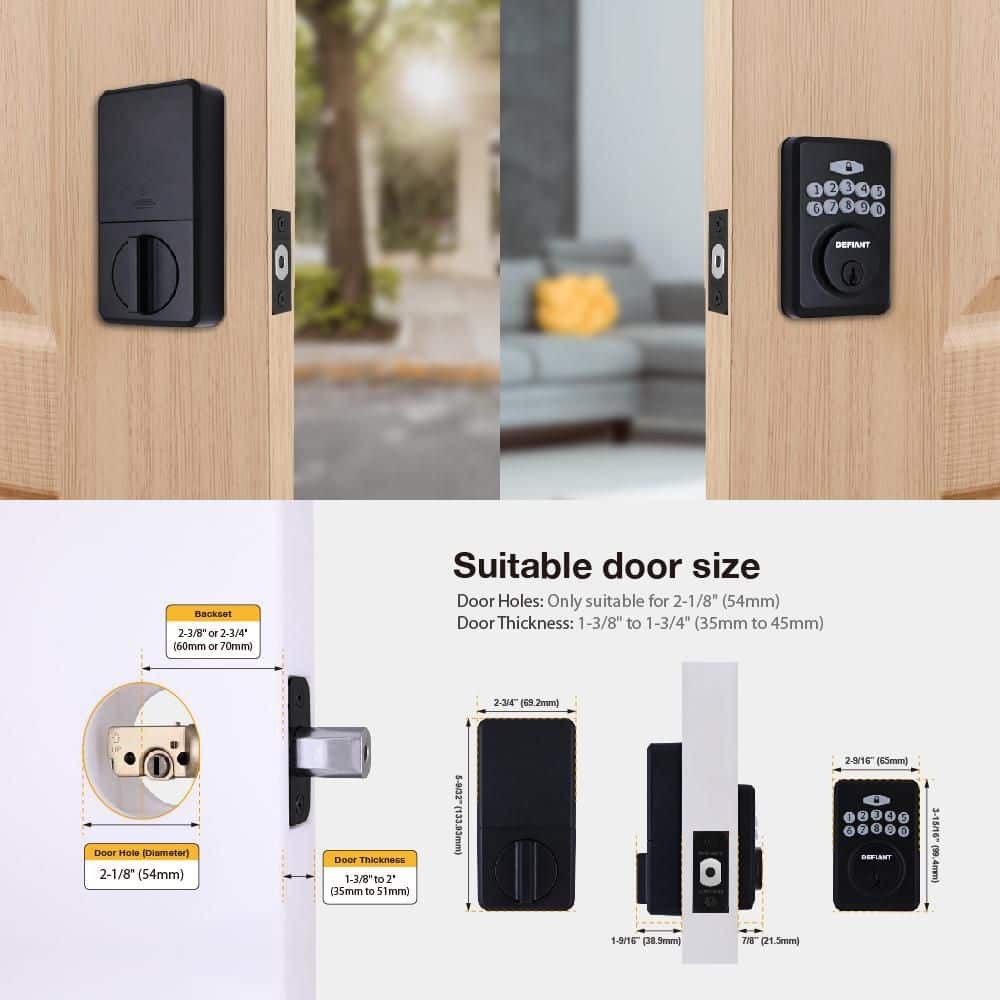 Defiant Radius Matte Black Single Cylinder Electronic Keypad Deadbolt