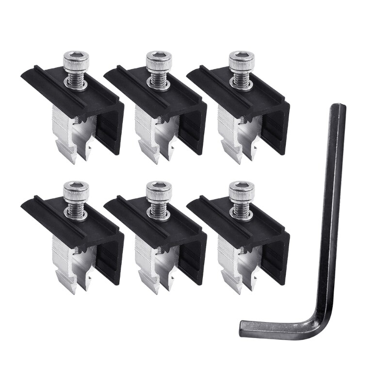 6Pcs Solar Panel Mount Clamps Panel Bracket Aluminum Mounting Accessories