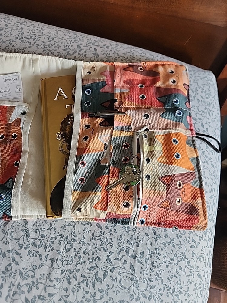 Journal/Book Sleeve-Cat Pattern w/more Pockets! Writer/Reader Gift