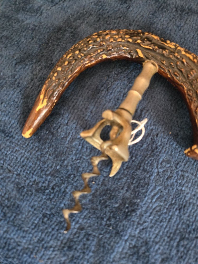 Antique Stag Antler Horn Handle Bar Direct Pull Corkscrew