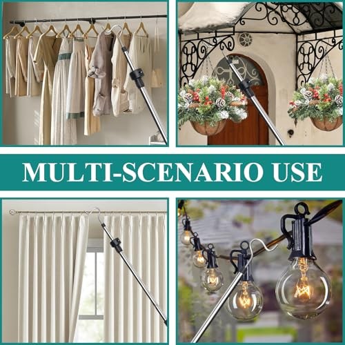 Clothes Hanger Reaching Hook Telescopic Adjustment clothes hook pole Light 1