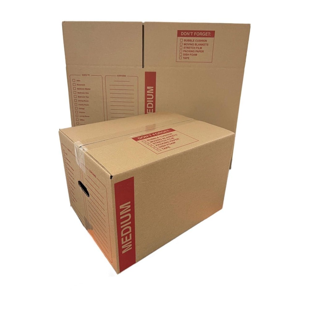 100 - Pack Medium Cardboard Moving Boxes 18x14x12 32 ECT With Handles
