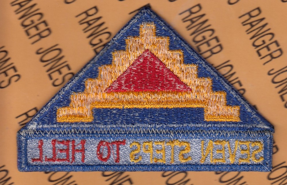 US 7TH ARMY Command SEVEN STEPS TO HELL Europe ~4.5" tab patch set c/e