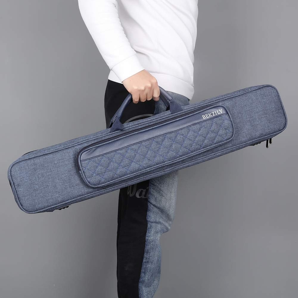 Pool Cue Stick Carrying Case Grid Design Blue