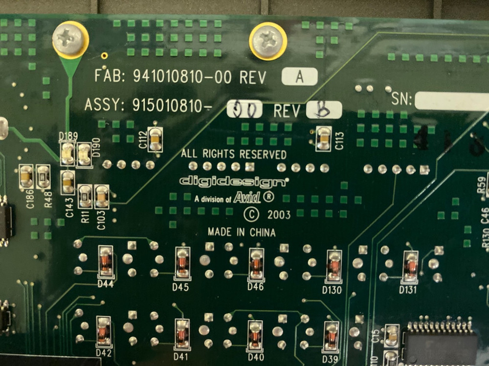 Digidesign Avid D-Control Left PCB, Dynamics & EQ Knob /Channel Control Panel