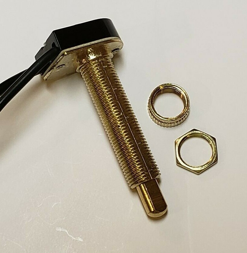 PUSH BUTTON ON-OFF BRASS PLATED CANOPY SWITCH SINGLE POLE 1 1/8" SHANK NEW 791G