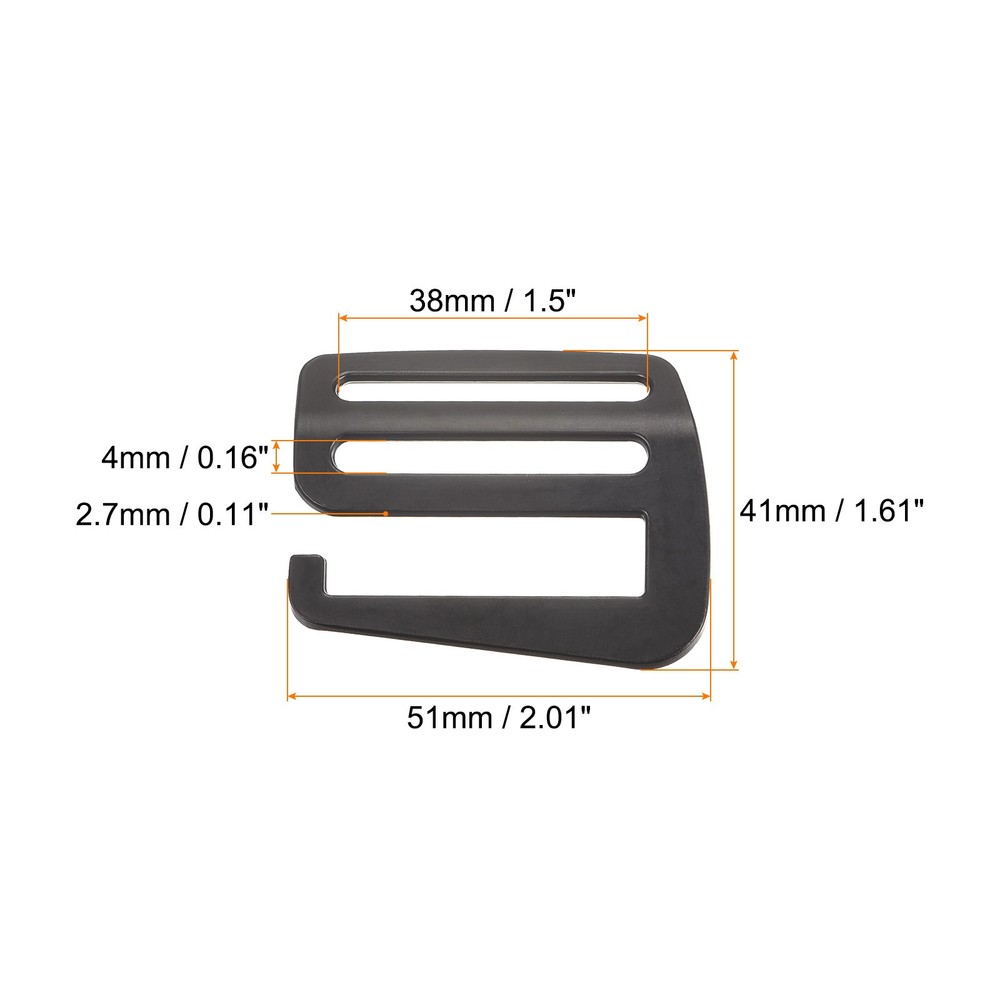 1.5" Webbing Release G Hook Buckle Adjuster for Backpack Strap, 4Pcs Matte Black