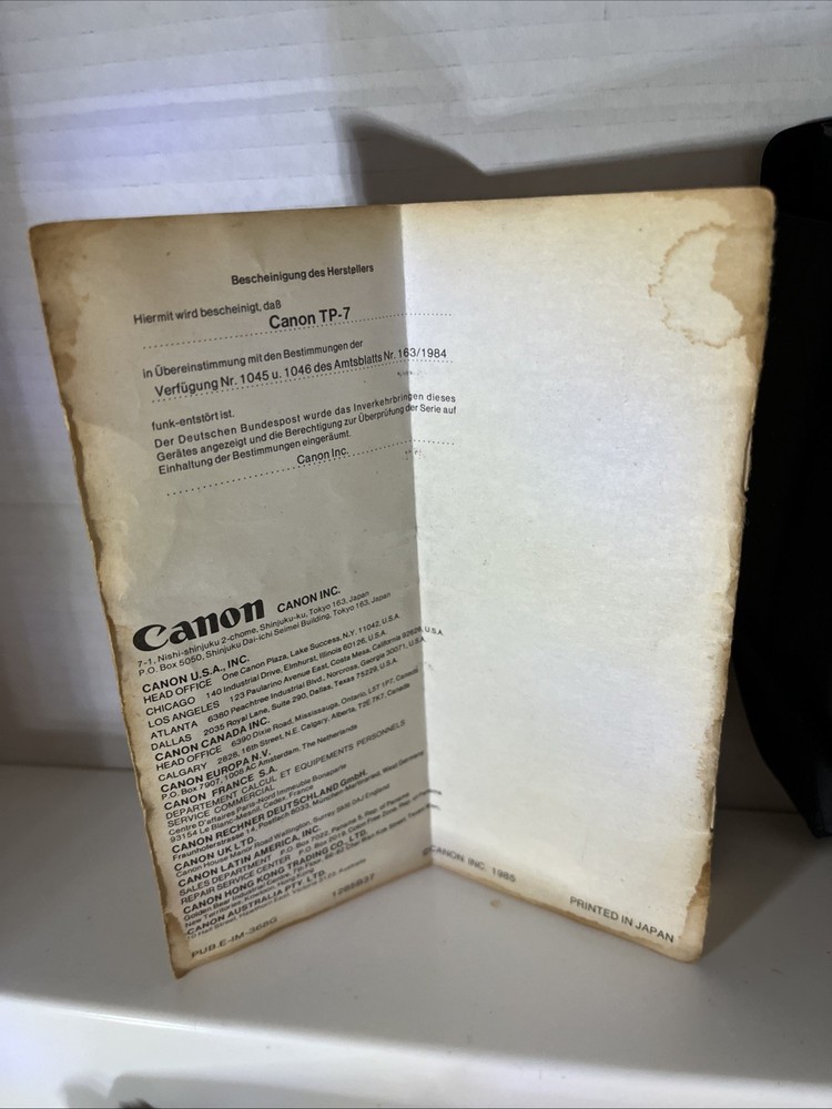 Vintage Canon TP-7 Electro Printer Calculator Original Box Instructions & Case
