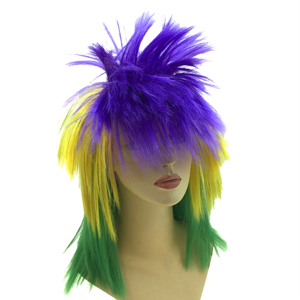 Mardi Gras Unisex Multi-Colored Punk Wig