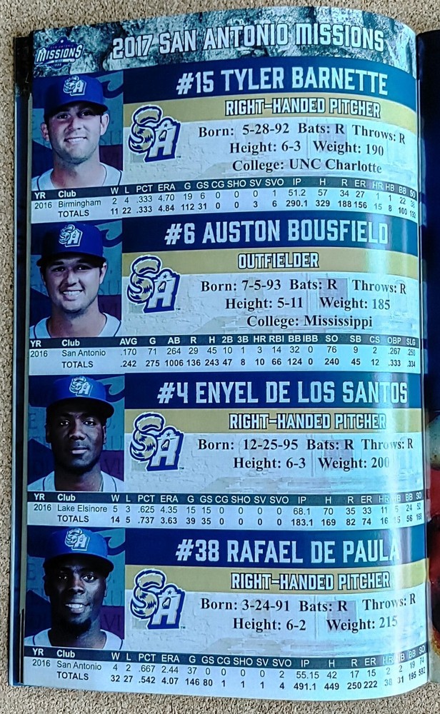 2017 San Antonio Missions Program/Player Photos/Schedule ~ '16 Guide Trea Turner