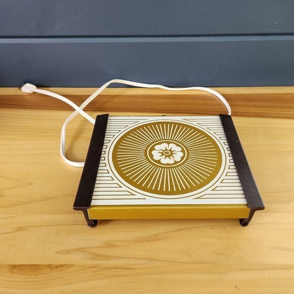 70s/80s Gold and White Warming Plate