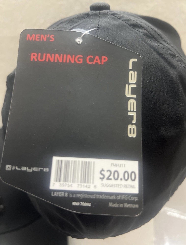Layer 8 Running Hat NEW One Size Fits Most Black