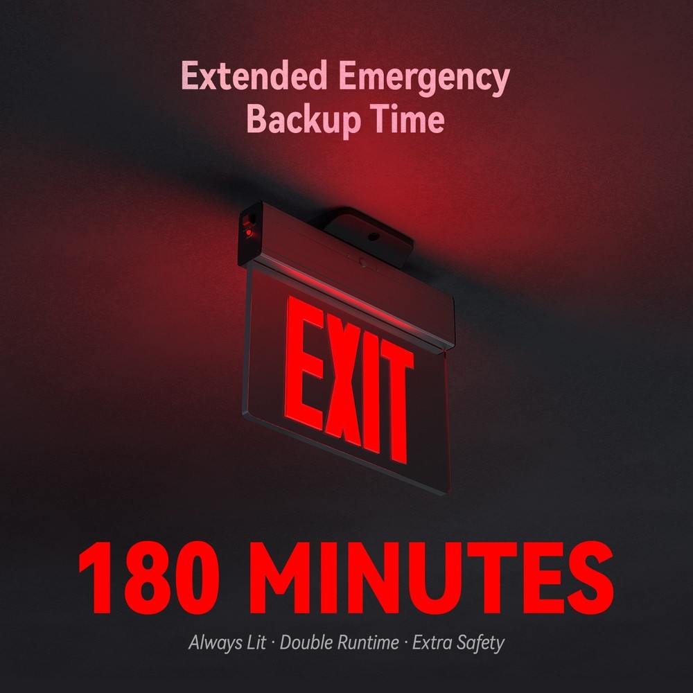 2 Pack LED Exit Sign, Aluminum Housing Acrylic Panel Emergency Light, Red