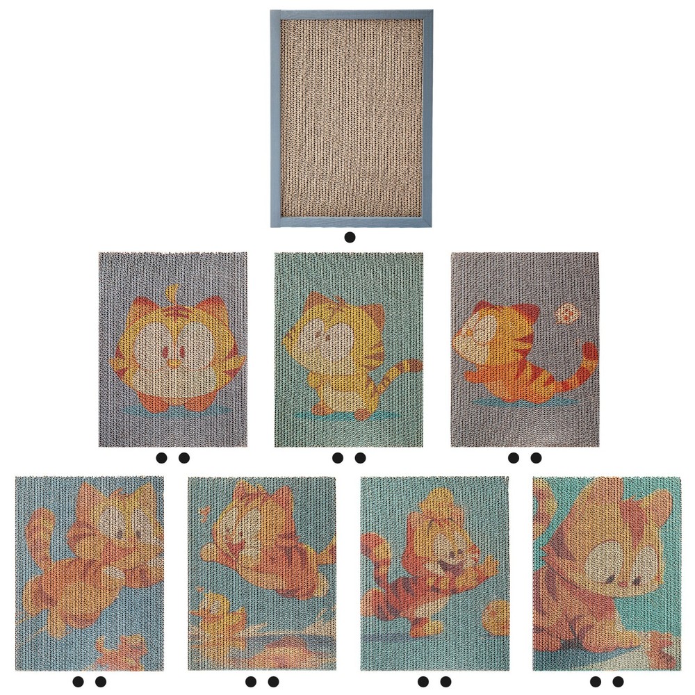 15 PCS Replaceable Corrugated Cardboard Wall Cat Scratching Board Colorful