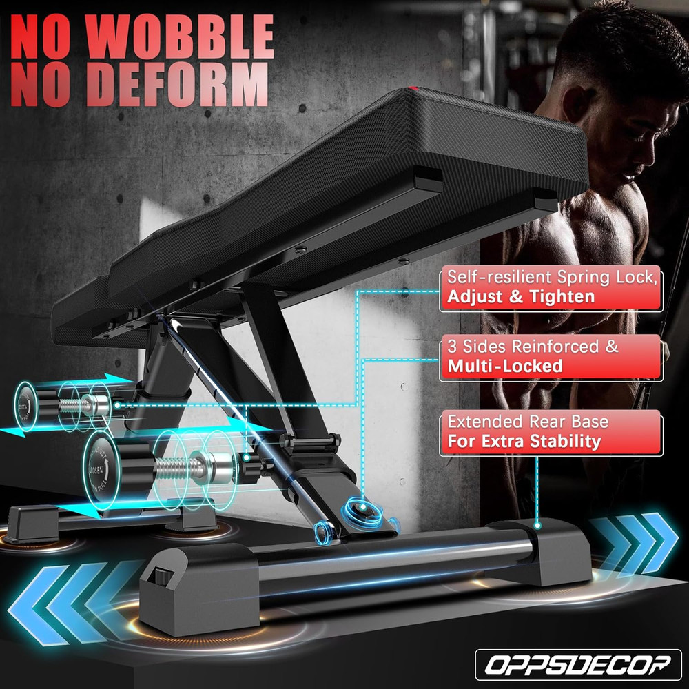 Adjustable Weight Bench Foldable Workout Bench w/18.5" Seat Height Easy Assembly